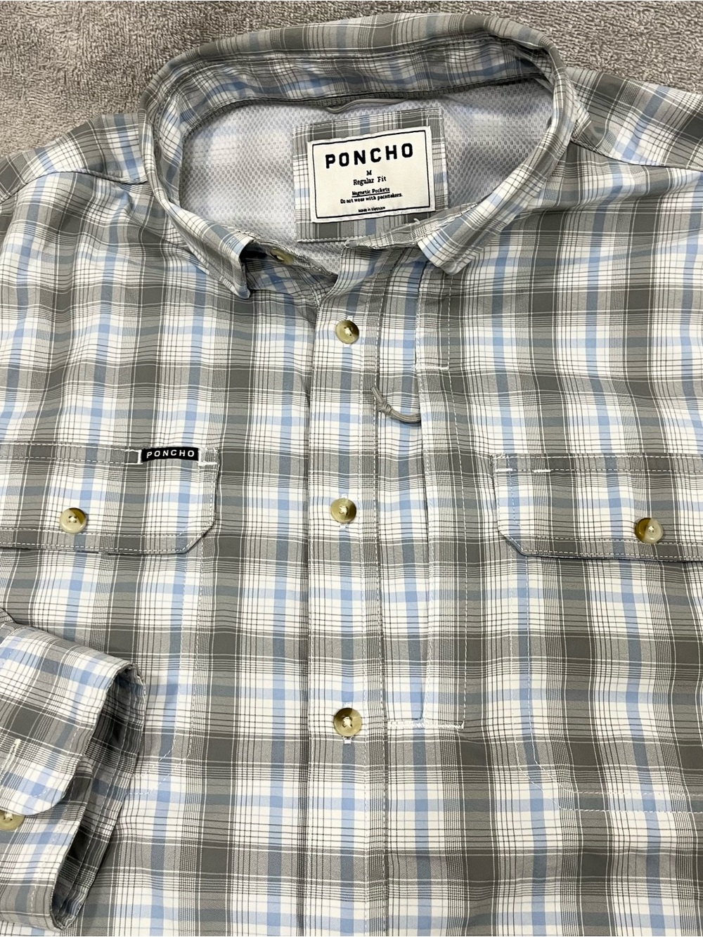 Poncho Outdoors The Steelhead Men's Long Sleeve Performance Shirt Medium Plaid